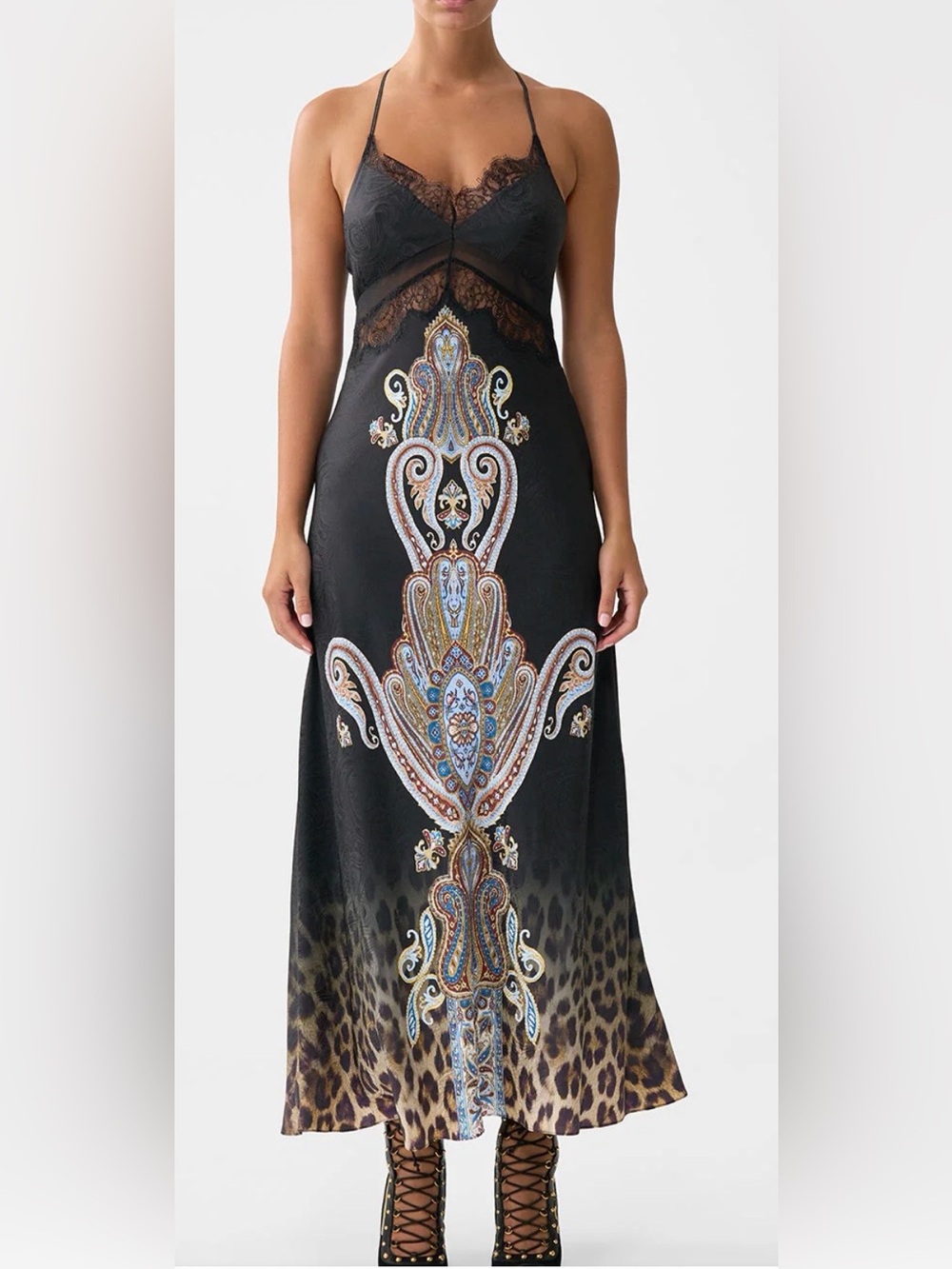 CAMILLA Istanbul Animalia Lace Splice Bias Long Dress. Size XXS